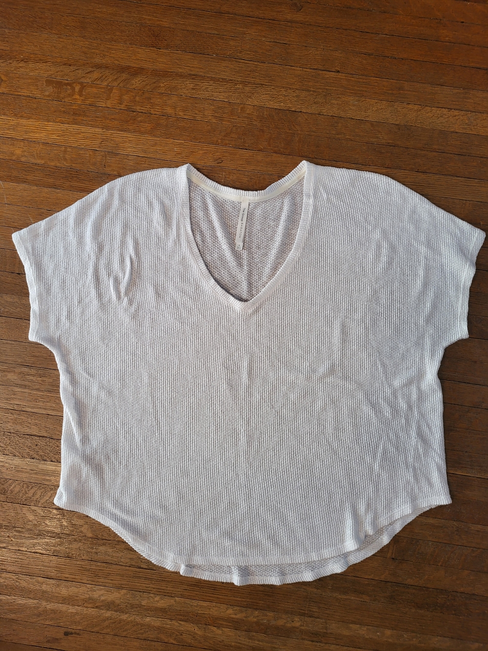 Babaton Women's Cream V-Neck Short Sleeve Knit Top